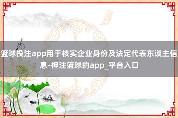 篮球投注app用于核实企业身份及法定代表东谈主信息-押注篮球的app_平台入口