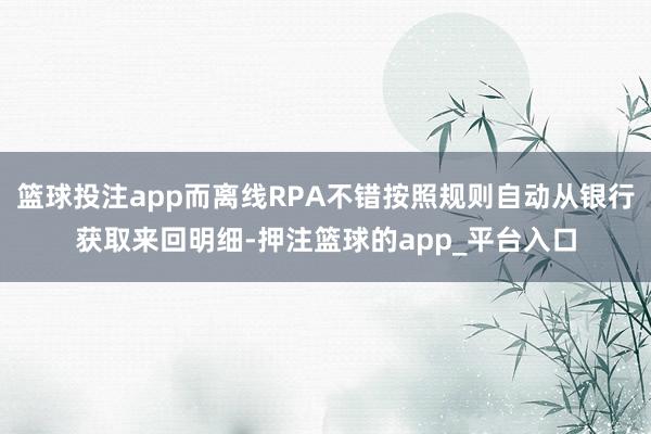 篮球投注app而离线RPA不错按照规则自动从银行获取来回明细-押注篮球的app_平台入口