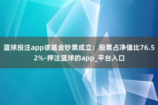 篮球投注app该基金钞票成立：股票占净值比76.52%-押注篮球的app_平台入口