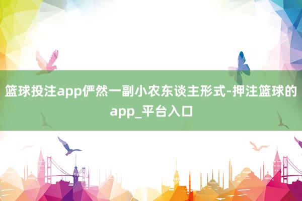 篮球投注app俨然一副小农东谈主形式-押注篮球的app_平台入口