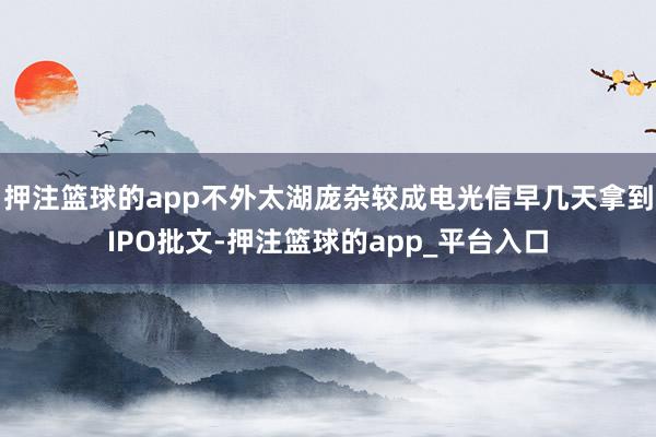 押注篮球的app不外太湖庞杂较成电光信早几天拿到IPO批文-押注篮球的app_平台入口