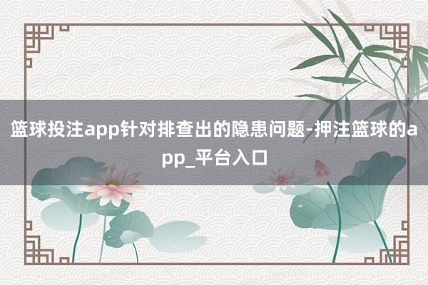 篮球投注app针对排查出的隐患问题-押注篮球的app_平台入口