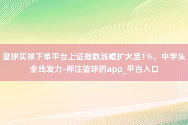 篮球买球下单平台上证指数涨幅扩大至1%，中字头全线发力-押注篮球的app_平台入口