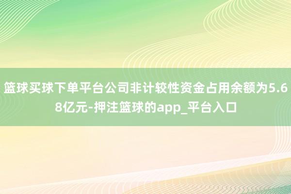 篮球买球下单平台公司非计较性资金占用余额为5.68亿元-押注篮球的app_平台入口